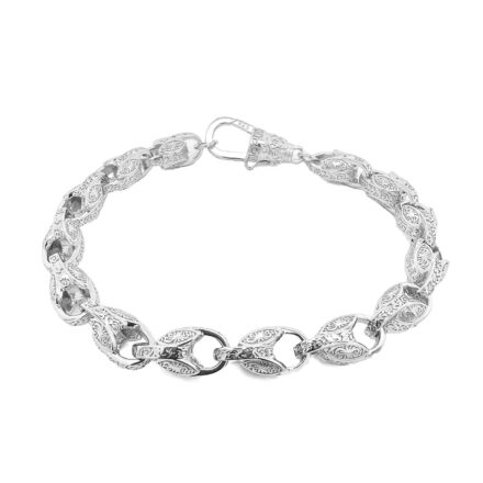 925 sterling silver 9 mm wide patterned tulip bracelet.