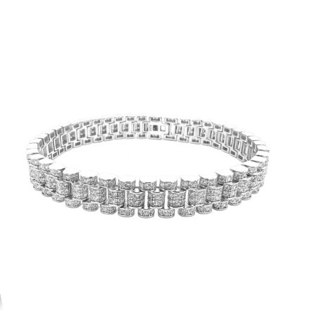 925 sterling silver rolex inspired bracelet set with cz cubic zirconia stones.