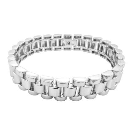 925 sterling silver rolex bracelet in a plain finish for men, women and kids 11 mm wide.
