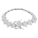 925 sterling silver Star baguette and round cz stones.