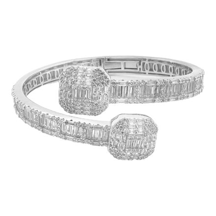 925 sterling silver cross over baguette and round cubic zirconia stones cz.