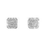 Square cluster stud earring with cubic zirconia stones sterling silver.