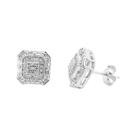 925 sterling silver cluster styled stud earrings with cubic zirconia stones.