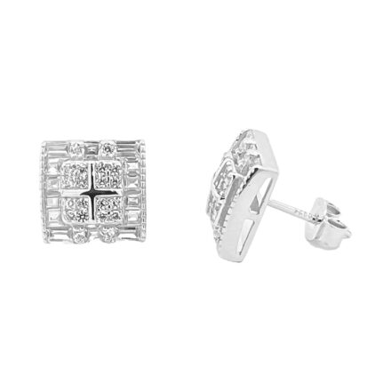 Square Cluster styled stud earrings for men and women unisex.