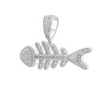 Fish skeleton pendant in 925 sterling silver.