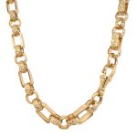 9k yellow gold gypsy link belcher chain 8 mm wide and solid uk hallmarked link.