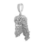 925 sterling silver jesus pendant with matte finish and cubic zirconia stones.