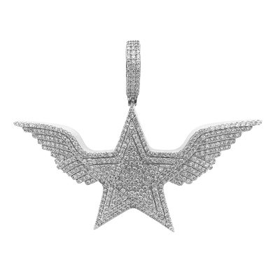 925 sterling silver winged star pendant fullt set with cubic zirconia stones.
