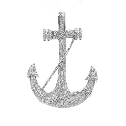 925 sterling silver Anchor pendant fully stones with cubic zirconia.