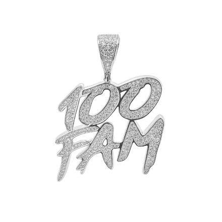 Silver 100 FAM pendant fully stone set with cubic zirconia stones.