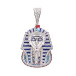 925 sterling silver pharaoh pendant with enamal details and cubic zirconia stones.