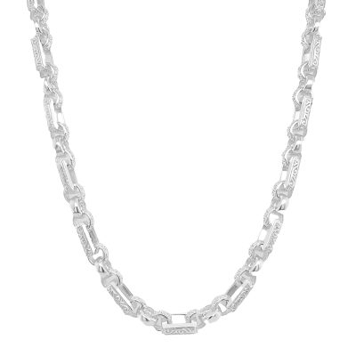 925 sterling silver gypsy link chain with patterned and plain links.