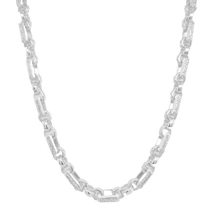 925 sterling silver gypsy link chain with patterned and plain links.