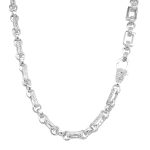 925 sterling silver patterned and plain gypsy link belcher bracelet in 7 mm width.