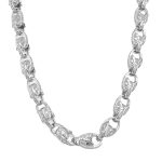 Sterling silver Solid Tulip chain with patterned links in 24, 22 and 20 inches.