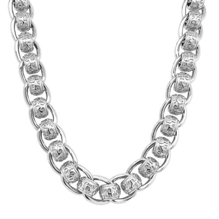925 sterling silver rollerball solid chain with intracte pattern mens chain.
