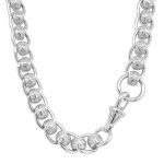 Mens rollerball silver chain heavy and solid links patterned.