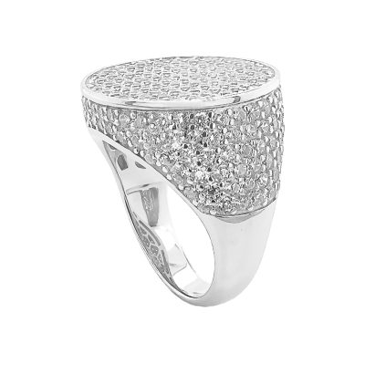 Signet ring full iced out with cz stones signet pinky ring.