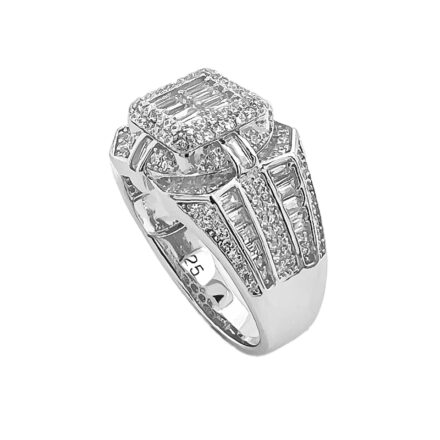 925 sterling silver signet ring stone set with cz stones.