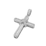 stone set cross with bagguettes and round stones.