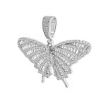925 sterling silver baguette butterfly pendant cubic zirconia stones.