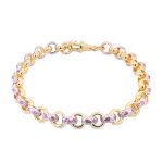 Solid Round link belcher bracelet, gypsy link style available with different colored stones. The bracelet is solid and handset with cubic zirconia stones, durable for everyday wear. 