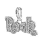 Rock pendant in sterling silver with cubics stones.