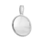 Silver single row picture pendant with cz stones.