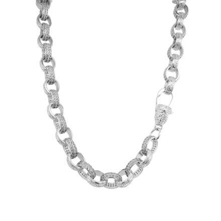 9 mm wide belcher chain with patterned and cubic zirconia stones for men and women and kids wide.