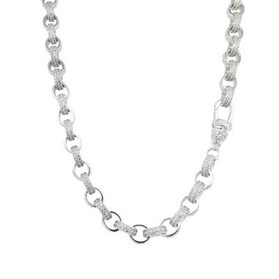 925 sterling silver belcher chain 7.5 mm wide for men and womenand kids solid stone set.
