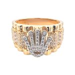 14k yellow gold stone set rolex inspired signet ring solid wide style.