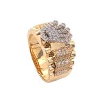 14k yellow gold stone set signet ring rolex inspired with cz cubic stones.