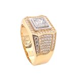 14k yellow gold signet ring cubic zirconia stones cz.