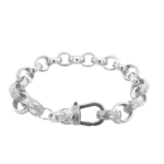 belcher bracelet with patterned links in 925 sterling silver oval shaped links.