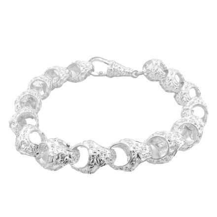 925 sterling silver acorn styled bracelet solid 12 mm wide heave style.