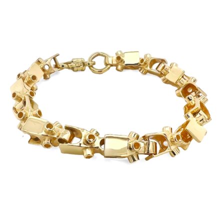 9k Yellow gold Lego bracelet solid 8 mm wide heavy weight.