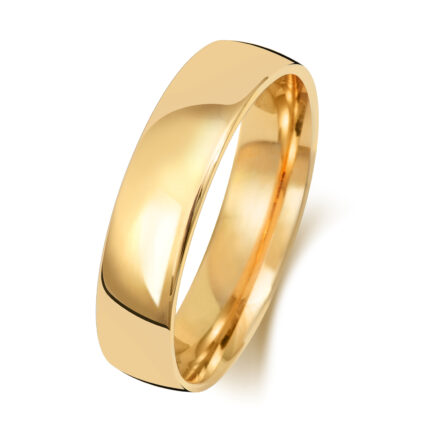 9k and 18k yellow gold wedding band solid 5 mm wide mens size.