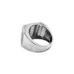 925 Sterling Silver Stone Set Large Rectangular Signet Ring - SR00207 - Image 6