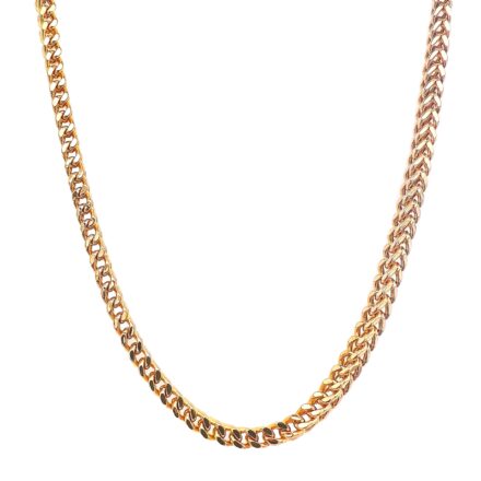 9k yellow gold semi solid franco chain 3.5 mm wide 22 inches long for men and women.