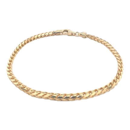 9k yellow gold solid franco bracelet 8.5 inches and 3 mm wide.