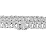 925 sterling silver cuban chain set with baguette stones in 15.50 width solid links for men.