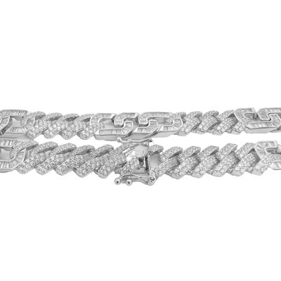 14 mm wide gucci style cuban chain with solid links in 925 sterling silver.