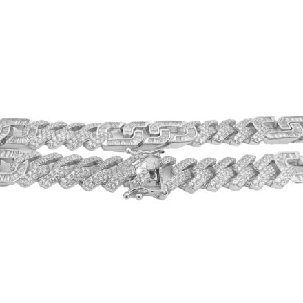 14 mm wide gucci style cuban chain with solid links in 925 sterling silver.