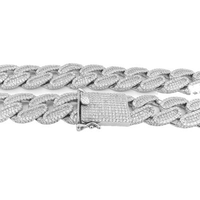 925 sterling silver 15 mm wide iced out cuban chain solid.