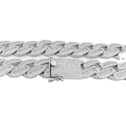 925 sterling silver 15 mm wide iced out cuban chain solid.