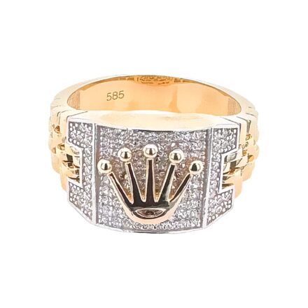 14ct yellow gold stone set signet ring for men solid with the crown rolex.