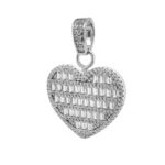 925 sterling silver Heart pendant with baguette and round cz stones,