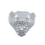 925 sterling silver panther head stones set with white cubic zirconia stones for men and women.