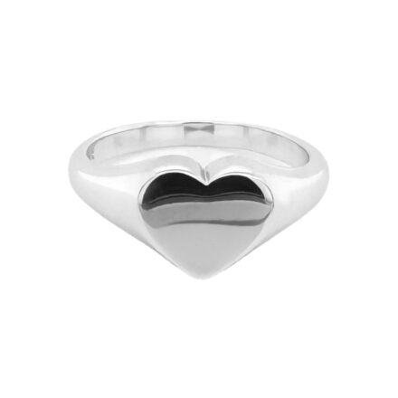 925 sterling silver heart shaped signet ring for women.