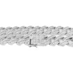 sterling silver cuban chain stone set with cubic zirconia stones.